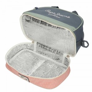 Sac repas PEPE JEANS LONDON "Laila" bleu/rose | Lunch box isotherme enfant fille femme pas cher