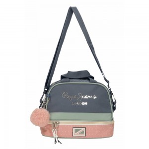 Sac repas PEPE JEANS LONDON "Laila" bleu/rose | Lunch box isotherme enfant fille femme pas cher
