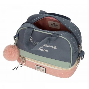 Sac repas PEPE JEANS LONDON "Laila" bleu/rose | Lunch box isotherme enfant fille femme pas cher