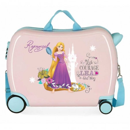 Valise trotteur DISNEY "Raiponce" rose | Bagage à roulettes enfant fille original ludique disney princesse