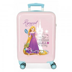 Valise cabine 55cm DISNEY Princess "Raiponce" rose pastel | Bagage enfant fille princesse dessin animé qualité avion