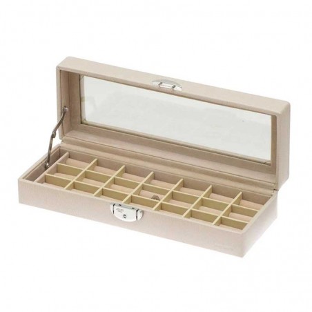 Coffret à bagues DAVIDTS "Euclide" beige taupe | Boite à bijoux baguier pas cher