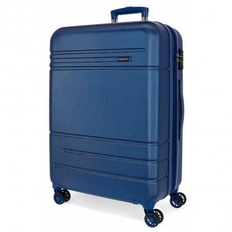 Valise extensible 68cm MOVOM "Galaxy 2.0" bleu marine | Bagage taille moyenne séjour 1 semaine pas cher garantie 3 ans