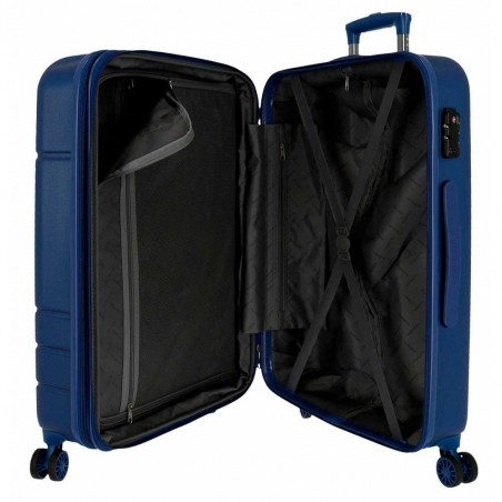 Valise extensible 68cm MOVOM "Galaxy 2.0" bleu marine | Bagage taille moyenne séjour 1 semaine pas cher garantie 3 ans