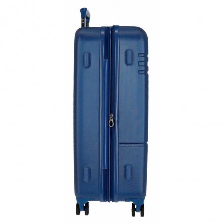 Valise extensible 68cm MOVOM "Galaxy 2.0" bleu marine | Bagage taille moyenne séjour 1 semaine pas cher garantie 3 ans