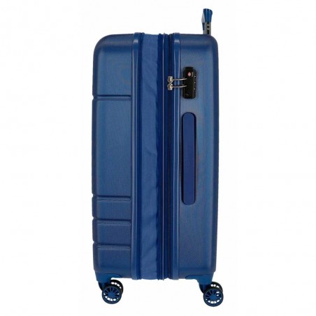 Valise extensible 68cm MOVOM "Galaxy 2.0" bleu marine | Bagage taille moyenne séjour 1 semaine pas cher garantie 3 ans