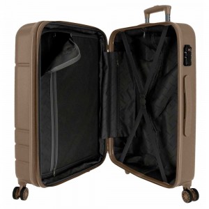 Valise extensible 68cm MOVOM "Galaxy 2.0" champagne | Bagage taille moyenne séjour 1 semaine pas cher solide garantie 3 ans