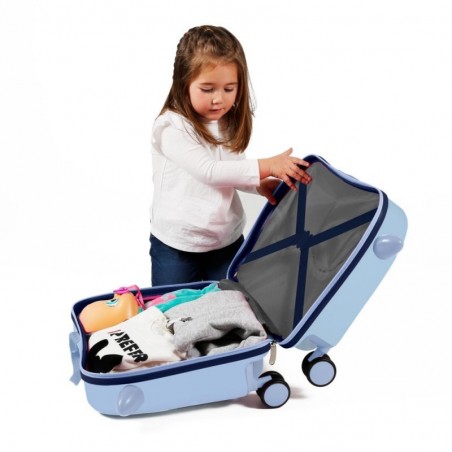 Valise trotteur LA REINE DES NEIGES "Trust Your Journey" bleu ciel | bagage enfant fille original ludique DISNEY