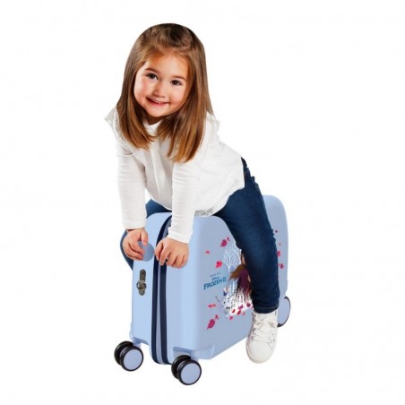 Valise trotteur LA REINE DES NEIGES "Trust Your Journey" bleu ciel | bagage enfant fille original ludique DISNEY