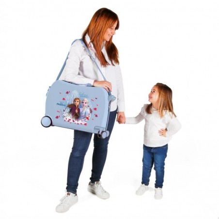 Valise trotteur LA REINE DES NEIGES "Trust Your Journey" bleu ciel | bagage enfant fille original ludique DISNEY