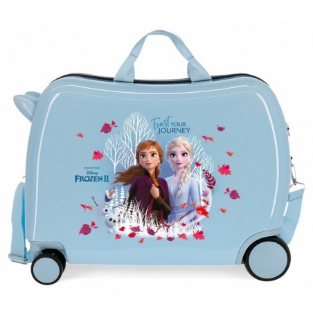 Valise trotteur LA REINE DES NEIGES "Trust Your Journey" bleu ciel | bagage enfant fille original ludique DISNEY