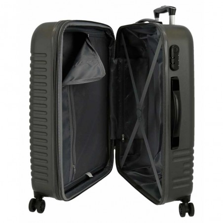 Valise extensible 70cm ROLL ROAD "India" gris anthracite | Bagage taille moyenne séjour 1 semaine homme femme rigide avion