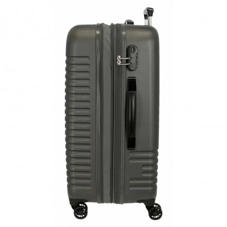 Valise extensible 70cm ROLL ROAD "India" gris anthracite | Bagage taille moyenne séjour 1 semaine homme femme rigide avion