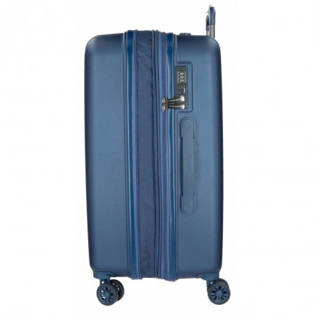 Valise extensible 70cm MOVOM "Wood" bleu | Bagage grande dimension voyage 2 semaines