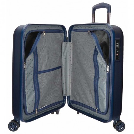 Valise cabine 55cm MOVOM "Wood" bleu marine | Bagage à main avion pas cher