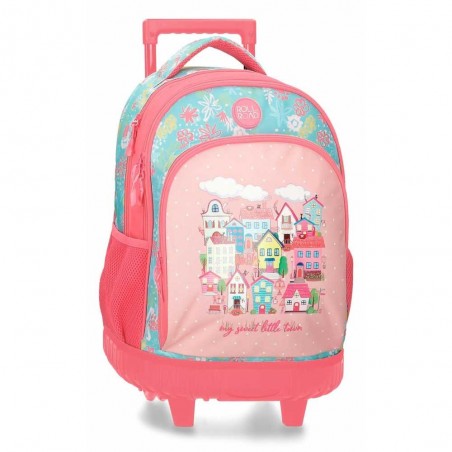 Sac à dos à roulettes ROLL ROAD "My Little Town" | Cartable scolaire fille solide renforcé pas cher design Sac à dos à roulettes ROLL ROAD "My Little Town" | Cartable scolaire fille solide renforcé pas cher design