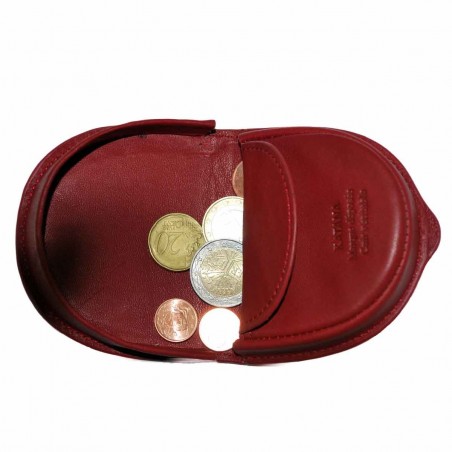 Katana -Porte-monnaie cuvette en cuir de vachette lisse - Rouge