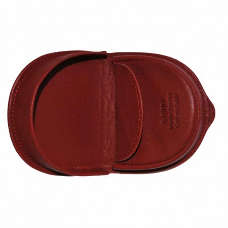 Katana -Porte-monnaie cuvette en cuir de vachette lisse - Rouge