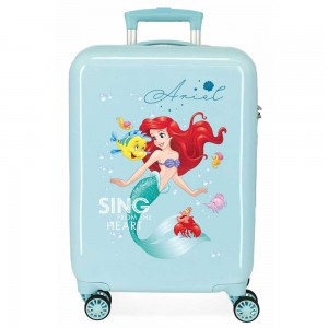 Valise cabine 55cm DISNEY Princess "Ariel" turquoise | Bagage enfant fille princesse la petite sirène dessin animé qualité avion