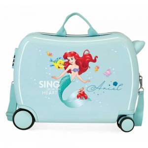 Valise trotteur DISNEY Princess "Ariel" turquoise | Bagage enfant fille ludique avion dessin animé la petite sirène