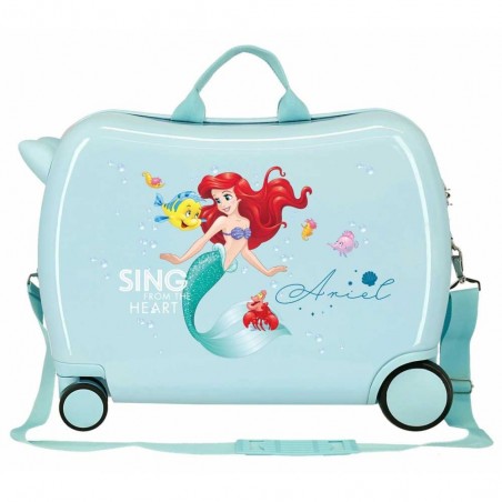 Valise trotteur DISNEY Princess "Ariel" turquoise | Bagage enfant fille ludique avion dessin animé la petite sirène