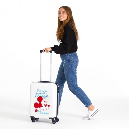 Valise cabine DISNEY Mickey "It all started" blanc | Bagage enfant adulte original qualité avion