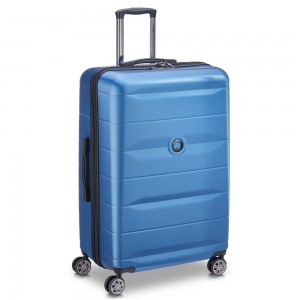 Valise soute 77cm DELSEY "Comète +" bleu | Grand bagage 100L pas cher sécurisé qualité marque française