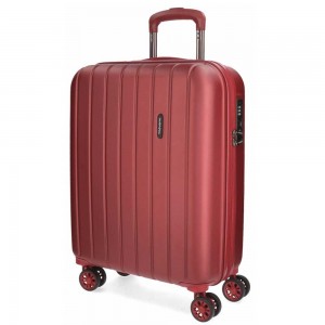 Valise cabine 55cm MOVOM "Wood" rouge | Bagage petite taille avion rigide pas cher sécurisé cadenas TSA intégré