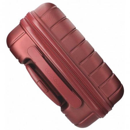 Valise cabine 55cm MOVOM "Wood" rouge | Bagage petite taille avion rigide pas cher sécurisé cadenas TSA intégré