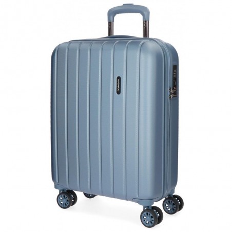 Valise cabine extensible MOVOM "Wood" bleu silver | Bagage à main avion pas cher