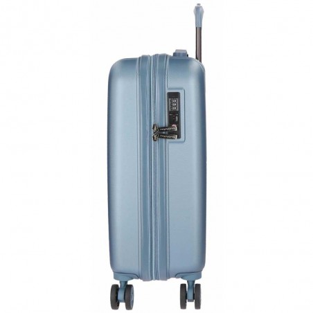 Valise cabine extensible MOVOM "Wood" bleu silver | Bagage à main avion pas cher