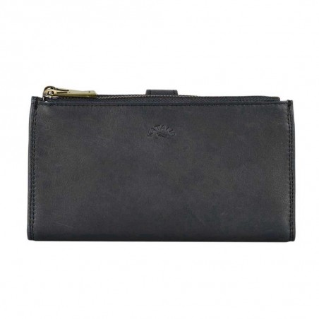 Portefeuille femme medium en cuir KATANA noir | Porte-monnaie porte-cartes femme taille moyenne pratique pas cher