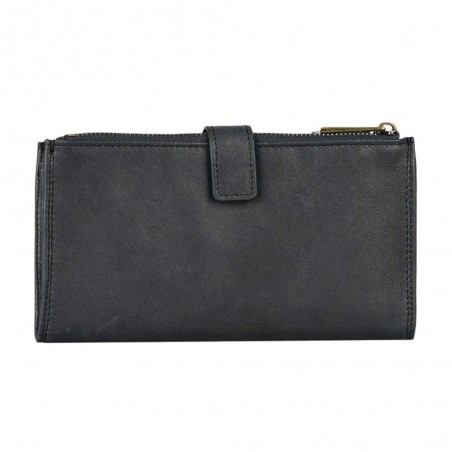 Portefeuille femme medium en cuir KATANA noir | Porte-monnaie porte-cartes femme taille moyenne pratique pas cher