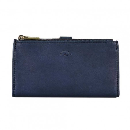 Portefeuille femme medium en cuir KATANA bleu marine | Petite maroquinerie porte-monnaie porte-cartes pas cher