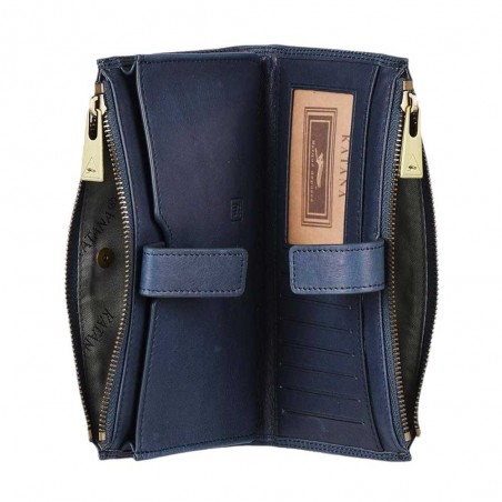 Portefeuille femme medium en cuir KATANA bleu marine | Petite maroquinerie porte-monnaie porte-cartes pas cher Portefeuille femme medium en cuir KATANA bleu marine | Petite maroquinerie porte-monnaie porte-cartes pas cher