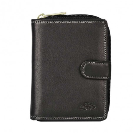 Portefeuille compact en cuir KATANA noir | Compagnon petit format femme cuir véritable pas cher Portefeuille compact en cuir KATANA noir | Compagnon petit format femme cuir véritable pas cher