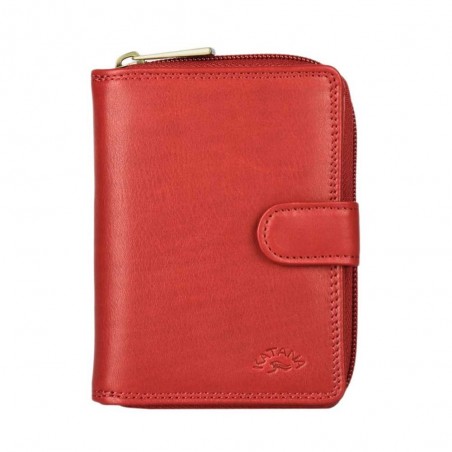 Portefeuille compact en cuir KATANA rouge | Compagnon petit format femme cuir véritable pas cher