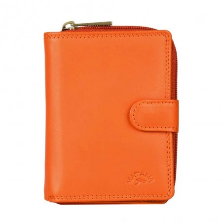 Portefeuille compact en cuir KATANA orange | Compagnon petit format femme cuir véritable pas cher