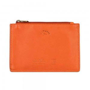 Porte-cartes compact en cuir KATANA orange | Porte-monnaie petit format femme pas cher