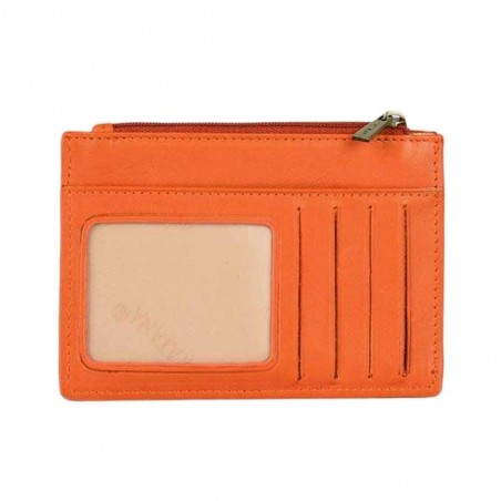 Porte-cartes compact en cuir KATANA orange | Porte-monnaie petit format femme pas cher