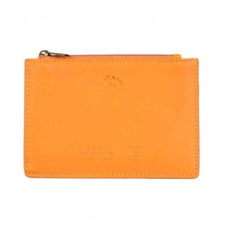 Porte-cartes compact en cuir KATANA jaune | Porte-monnaie portefeuille femme petit format femme