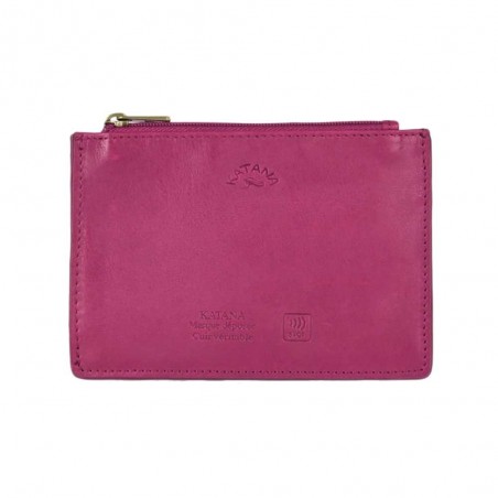 Porte-cartes compact en cuir KATANA rose fuchsia | Porte-monnaie petit format femme pas cher Porte-cartes compact en cuir KATANA rose fuchsia | Porte-monnaie petit format femme pas cher