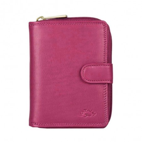 Portefeuille compact en cuir KATANA rose fuchsia | Compagnon petit format femme cuir véritable pas cher