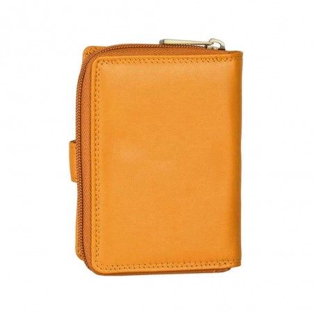 Portefeuille compact en cuir KATANA jaune | Compagnon petit format femme cuir véritable pas cher