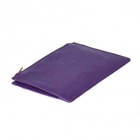 Porte-cartes compact en cuir KATANA violet | Porte-monnaie petit format femme pas cher