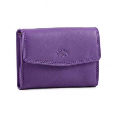 Porte-monnaie multifonctions en cuir KATANA violet | porte-cartes femme maroquinerie pas cher