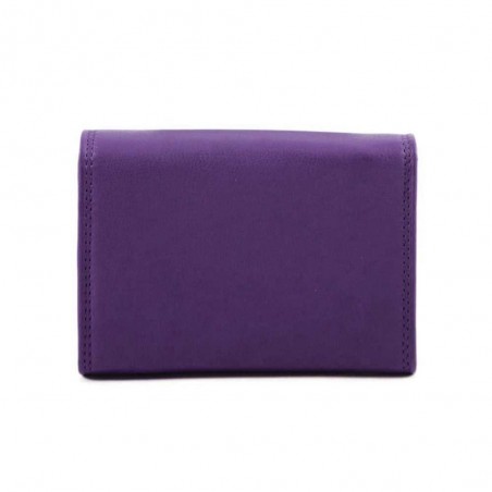 Porte-monnaie multifonctions en cuir KATANA violet | porte-cartes femme maroquinerie pas cher