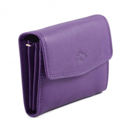 Porte-monnaie multifonctions en cuir KATANA violet | porte-cartes femme maroquinerie pas cher