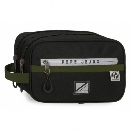 Trousse de toilette PEPE JEANS "Luca" noir/vert | Nécessaire de voyage homme sport pas cher marque