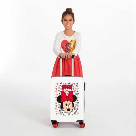 Valise cabine 55cm DISNEY Minnie "Diva" blanc rouge | Bagage enfant fille qualité avion